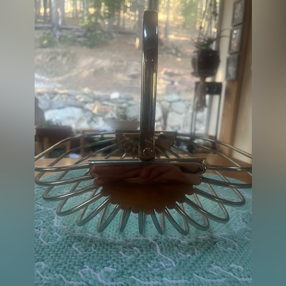 Godinger Silver Plated Wire Bread Basket w/ Swing Handle Vintage